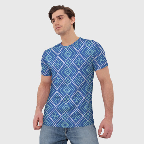 Мужская 3D футболка с принтом Славянский орнамент, фото на моделе #1