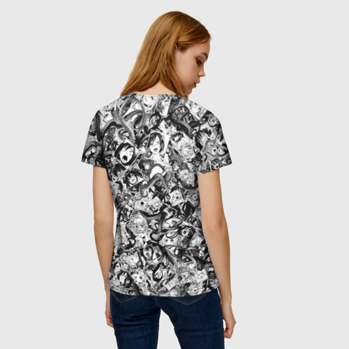 Женская футболка 3D с принтом Ахегао с щупальцами, вид сзади #2