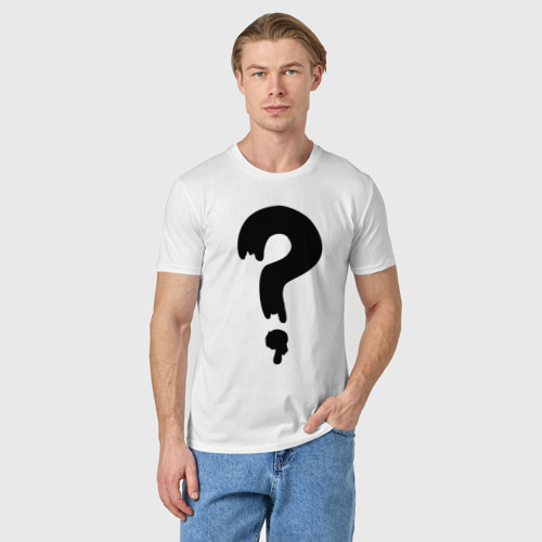 Мужская футболка хлопок с принтом Знак вопроса, фото на моделе #1