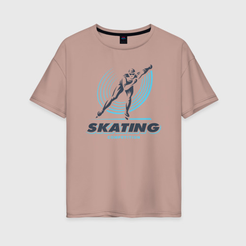 Женская футболка хлопок Oversize с принтом Skating competition, вид спереди #2