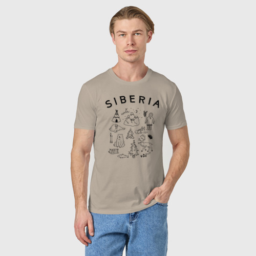 Мужская футболка хлопок с принтом Siberia, фото на моделе #1