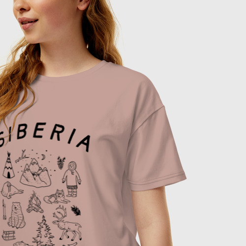 Женская футболка хлопок Oversize с принтом Siberia, фото на моделе #1