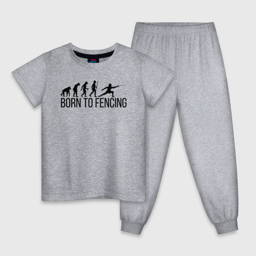Детская пижама хлопок с принтом Born to Fencing, вид спереди #2