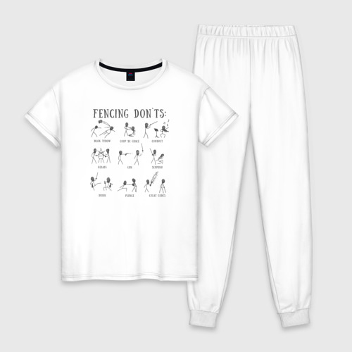 Женская пижама хлопок с принтом Fencing don`ts, вид спереди #2
