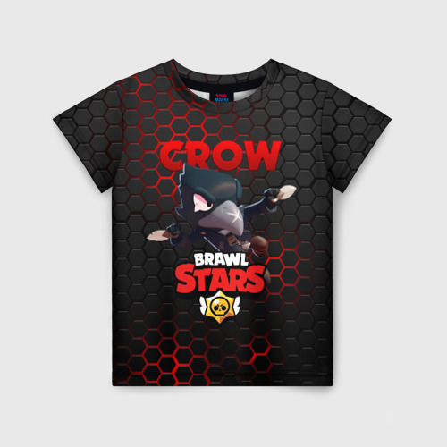 Детская футболка 3D с принтом Brawl Stars crow ворон стальная броня, вид спереди #2