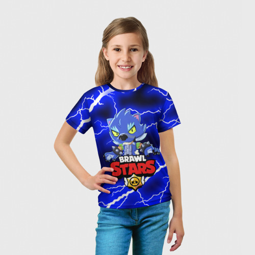 Детская футболка 3D с принтом BRAWL STARS LEON | ЛЕОН ОБОРОТЕНЬ, вид сбоку #3