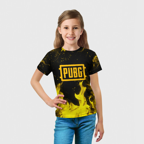 Детская футболка 3D с принтом PUBG, вид сбоку #3