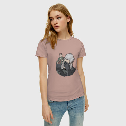 Женская футболка хлопок с принтом The Witcher Facepalm, фото на моделе #1