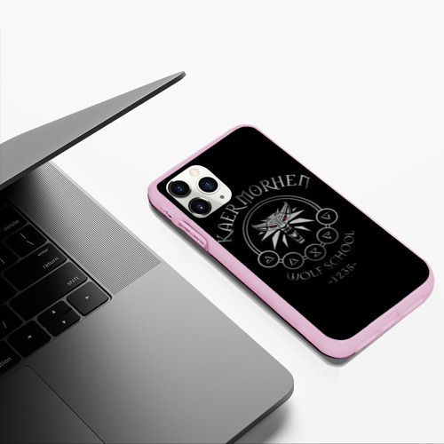 Чехол для iPhone 11 Pro Max матовый с принтом Ведьмак the Witcher Геральт школа волка wolf, фото #5