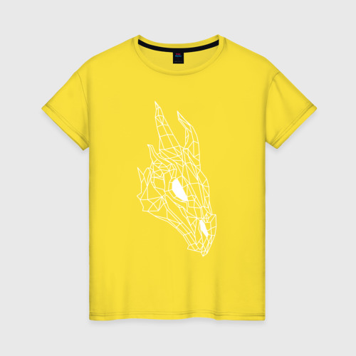 Женская футболка хлопок с принтом Череп дракона, вид спереди #2