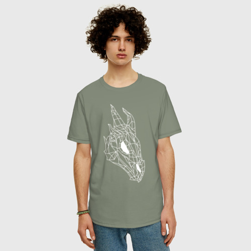 Мужская футболка хлопок Oversize с принтом Череп дракона, фото на моделе #1