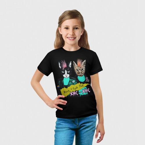 Детская футболка 3D с принтом Кис-Кис, вид сбоку #3