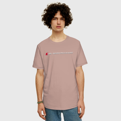 Мужская футболка хлопок Oversize с принтом AUDI RS | АУДИ РС, фото на моделе #1