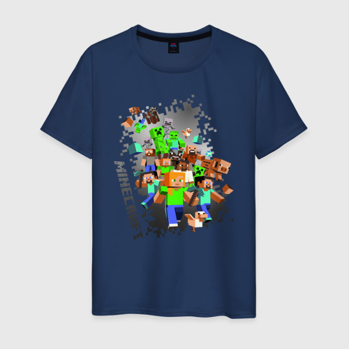 Мужская футболка хлопок с принтом Minecraft, вид спереди #2