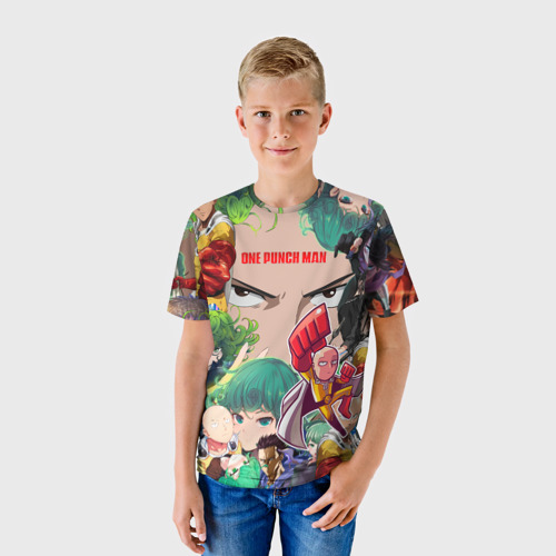Детская футболка 3D с принтом Персонажи аниме ВАНПАНЧМЕН, фото на моделе #1