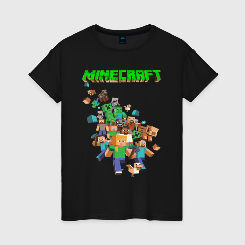 Женская футболка хлопок с принтом Minecraft, вид спереди #2