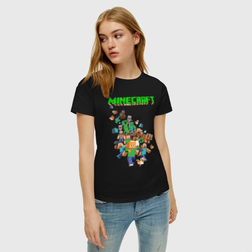 Женская футболка хлопок с принтом Minecraft, фото на моделе #1