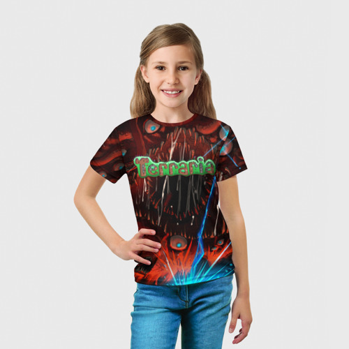 Детская футболка 3D с принтом Terraria, вид сбоку #3