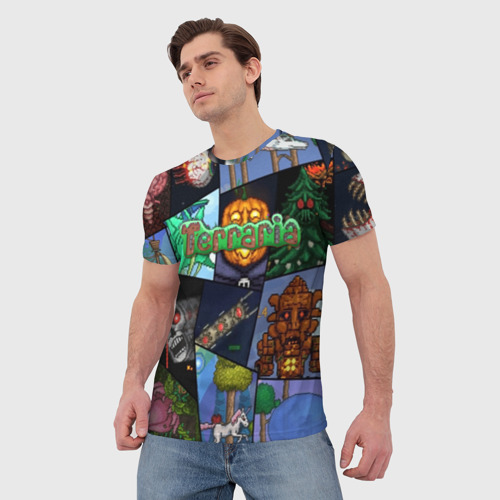Мужская футболка 3D с принтом Terraria, фото на моделе #1