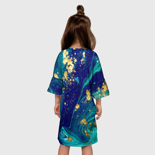 Детское платье 3D с принтом Краски, вид сзади #2