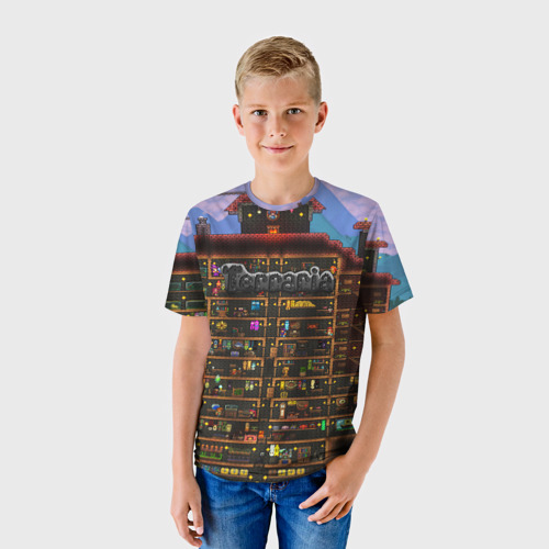 Детская футболка 3D с принтом Terraria, фото на моделе #1