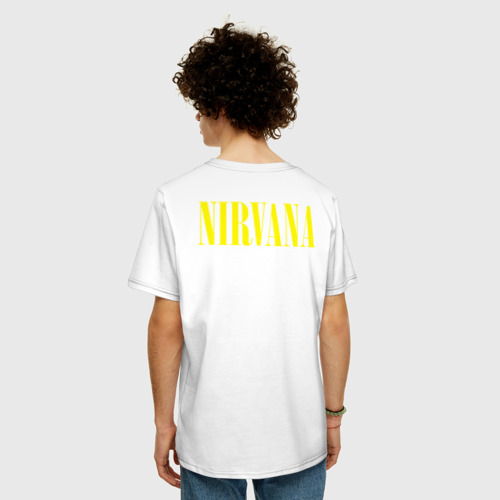 Мужская футболка хлопок Oversize с принтом NIRVANA (+ на спине), вид сзади #2