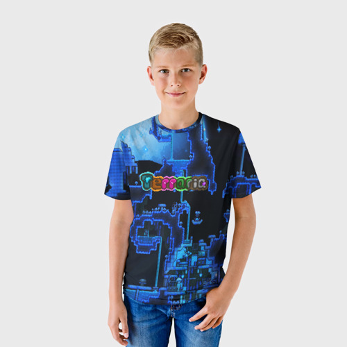 Детская футболка 3D с принтом Terraria, фото на моделе #1