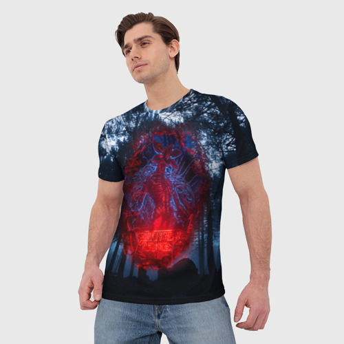Мужская футболка 3D с принтом Demogorgon Stranger Things, фото на моделе #1