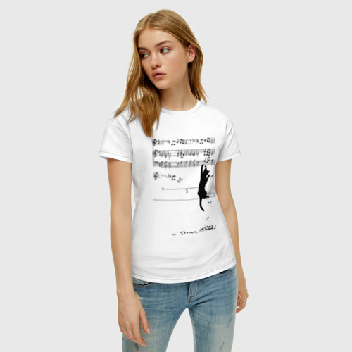 Женская футболка с принтом Music cat, фото на моделе #1