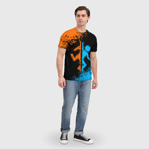Мужская футболка 3D с принтом Portal портал, вид сбоку #3