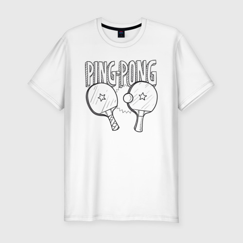 Мужская футболка хлопок Slim с принтом Пинг понг, вид спереди #2