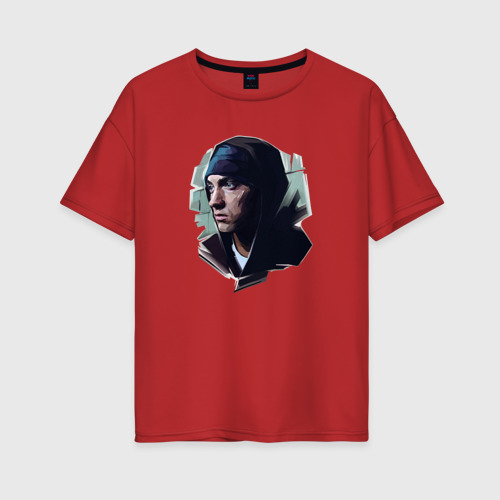 Женская футболка хлопок Oversize с принтом Eminem Эминем, вид спереди #2