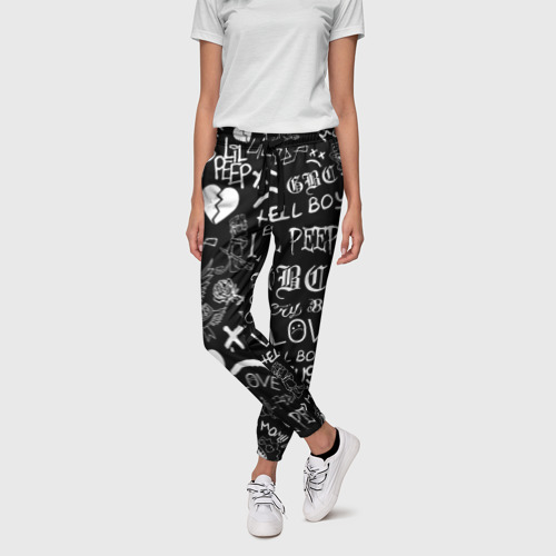 Женские брюки 3D с принтом LIL Peep logobombing Лил Пип, фото на моделе #1