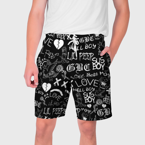 Мужские шорты 3D с принтом LIL Peep logobombing Лил Пип, вид спереди #2