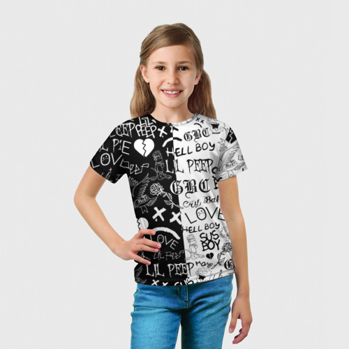 Детская 3D футболка с принтом LIL PEEP LOGOBOMBING | ЛИЛ ПИП, вид сбоку #3