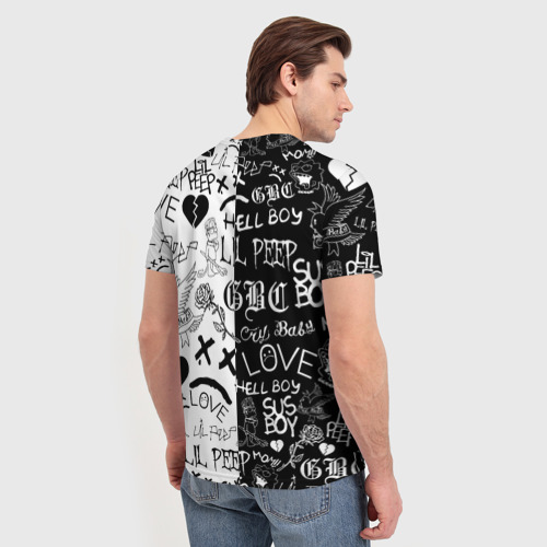 Мужская 3D футболка с принтом LIL PEEP LOGOBOMBING | ЛИЛ ПИП, вид сзади #2