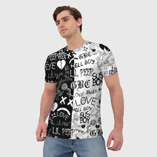 Мужская 3D футболка с принтом LIL PEEP LOGOBOMBING | ЛИЛ ПИП, фото на моделе #1