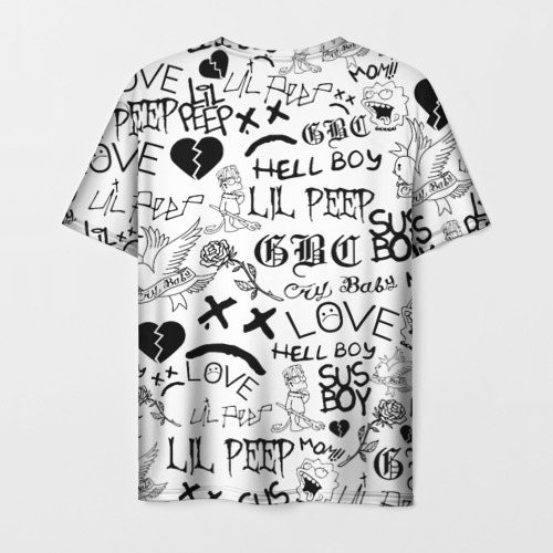 Мужская футболка 3D с принтом LIL Peep Лил Пип logobombing, вид сзади #1
