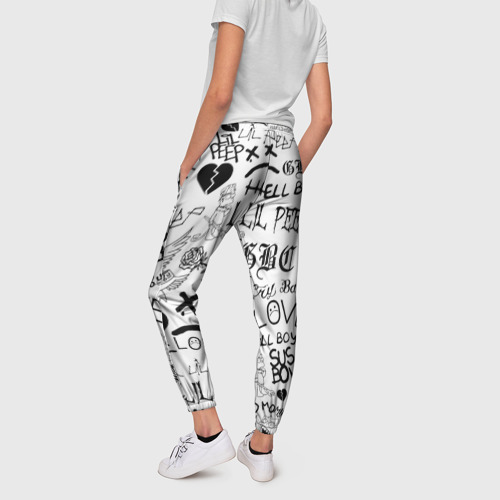 Женские брюки 3D с принтом LIL PEEP LOGOBOMBING, вид сзади #2
