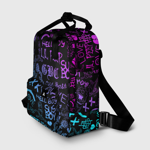 Женский рюкзак 3D с принтом LIL PEEP NEON | ЛИЛ ПИП НЕОН, фото на моделе #1