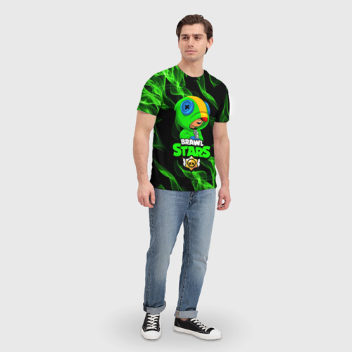 Мужская футболка 3D с принтом Brawl Stars: Leon, вид сбоку #3