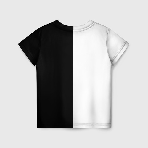 Детская футболка 3D с принтом Просто чёрно-белый, вид сзади #1