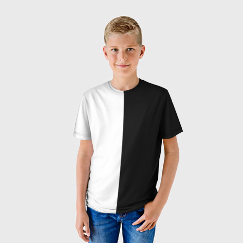 Детская футболка 3D с принтом Просто чёрно-белый, фото на моделе #1