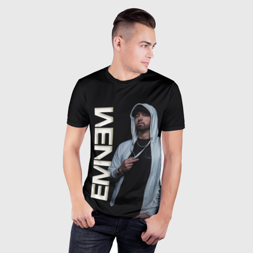 Мужская футболка 3D Slim с принтом EMINEM, фото на моделе #1
