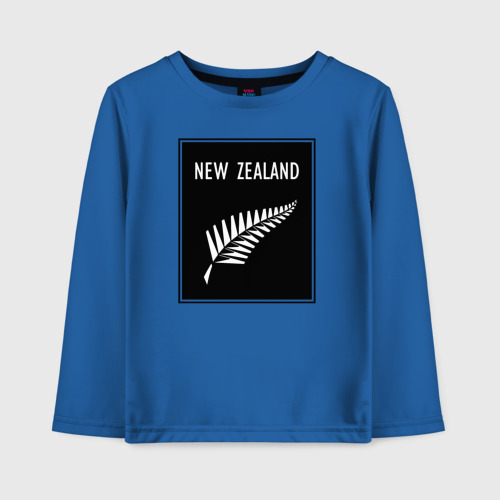 Детский лонгслив хлопок с принтом Регби Новая Зеландия, вид спереди #2