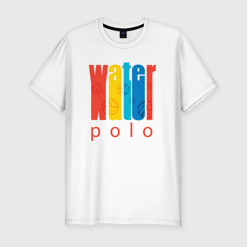 Мужская футболка хлопок Slim с принтом Water polo, вид спереди #2