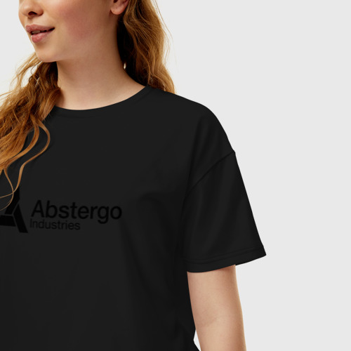 Женская футболка хлопок Oversize с принтом Abstergo Industries, фото на моделе #1