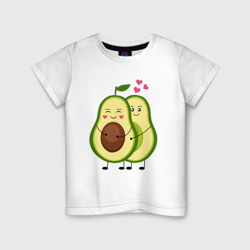 Детская футболка хлопок с принтом Влюбленные Авокадо, вид спереди #2