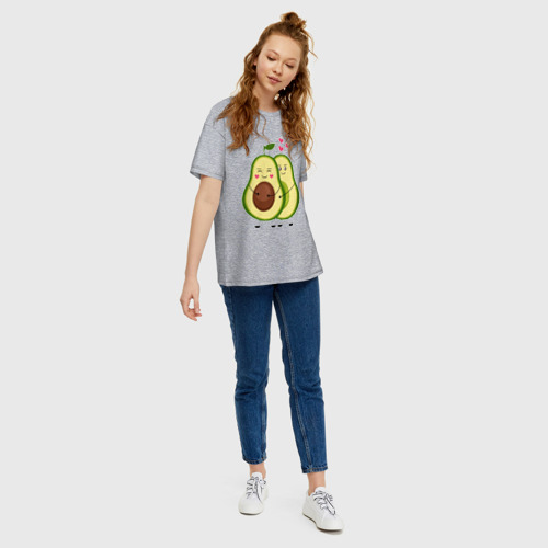 Женская футболка хлопок Oversize с принтом Влюбленные Авокадо, вид сбоку #3