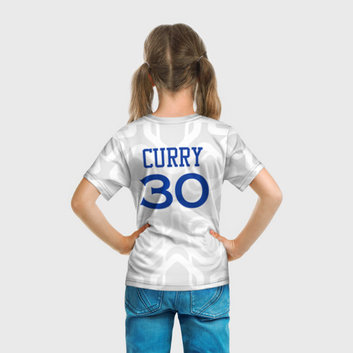 Детская футболка 3D с принтом Golden State Warriors - 30 number Stephen Curry, вид сзади #2